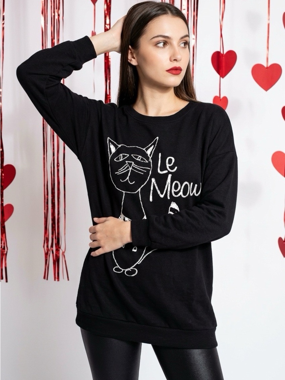 Melissa McCarthy Seven7‎ Le Meow Cat Black Knit Sweater Dress Plus Size 1X